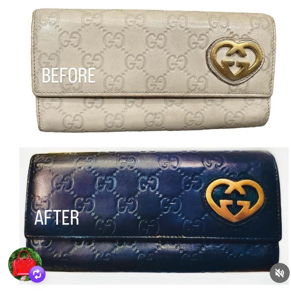 Gucci Guccissima Navy Leather Heart Bit Wallet w/ Gold with Gucci box - Picture 1 of 7